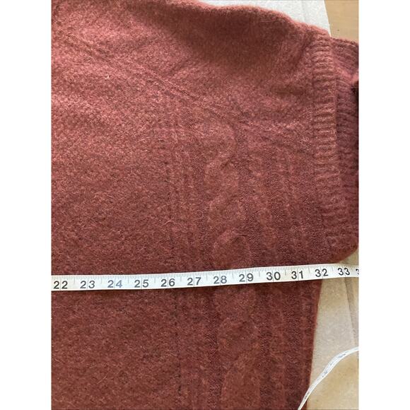 Madewell Plus Wool Blend Sweater Sz 4X New Red Rust Cable knit Alpaca stretch - Picture 7 of 10